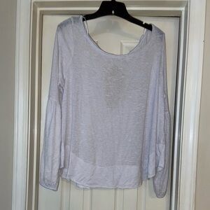 Free People Light Sheer White Long Sleeve Top